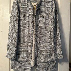 Elie Tahari Blue Blazer with Frayed Trim